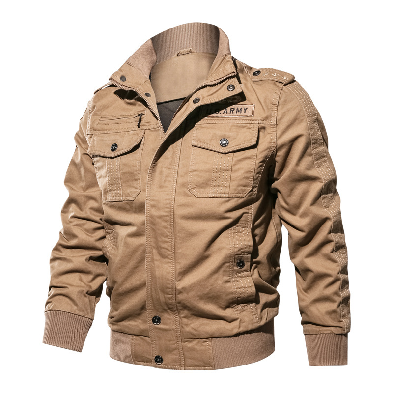 Autumn combined brown jacket with zipper