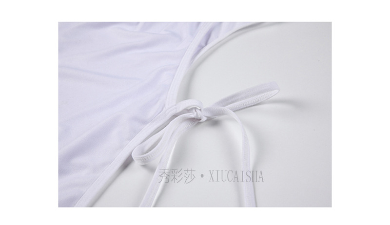 One-Piece Crotchless Lingerie Jumpsuit, Milk Silk Fabric, White Uniform-Style Roleplay — detail image 16