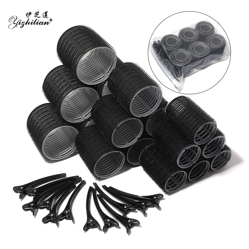 Black transparent curly self-adhesive bangs with velcro