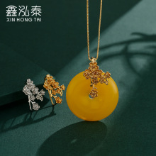 吊坠空托女复古风梅花款平安扣夹扣银扣头 镶嵌玉石翡翠吊坠扣头