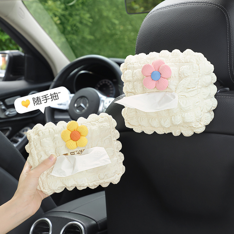 Adornos de accesorios para automóviles 2024 nueva descompresión de flores pequeñas caja de pañuelos para automóviles caja de dibujo suministros de decoración para automóviles