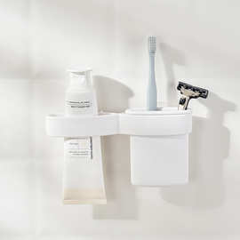 日本KM 1218无痕粘贴洗面奶置物架 浴室壁挂式牙刷牙膏收纳架
