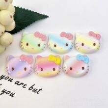 新款创意卡通渐变色猫头手机壳鞋扣配饰奶油胶手工DIY树脂配件