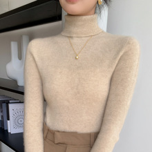 无缝高领羊毛衫女100纯羊毛秋冬套头内搭打底衫紧身弹力羊绒毛衣
