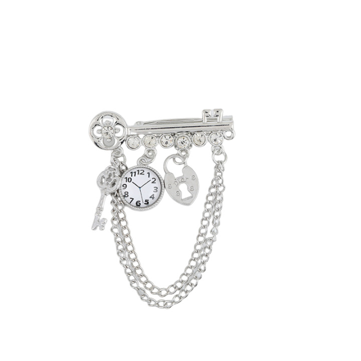Spilla a forma di orologio e chiave stile britannico per uomo_voghion.com