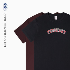 香港風潮流カジュアル半袖メンズ230g重ポンド純綿アルファベットプリントメンズtシャツ夏ゆるいins潮