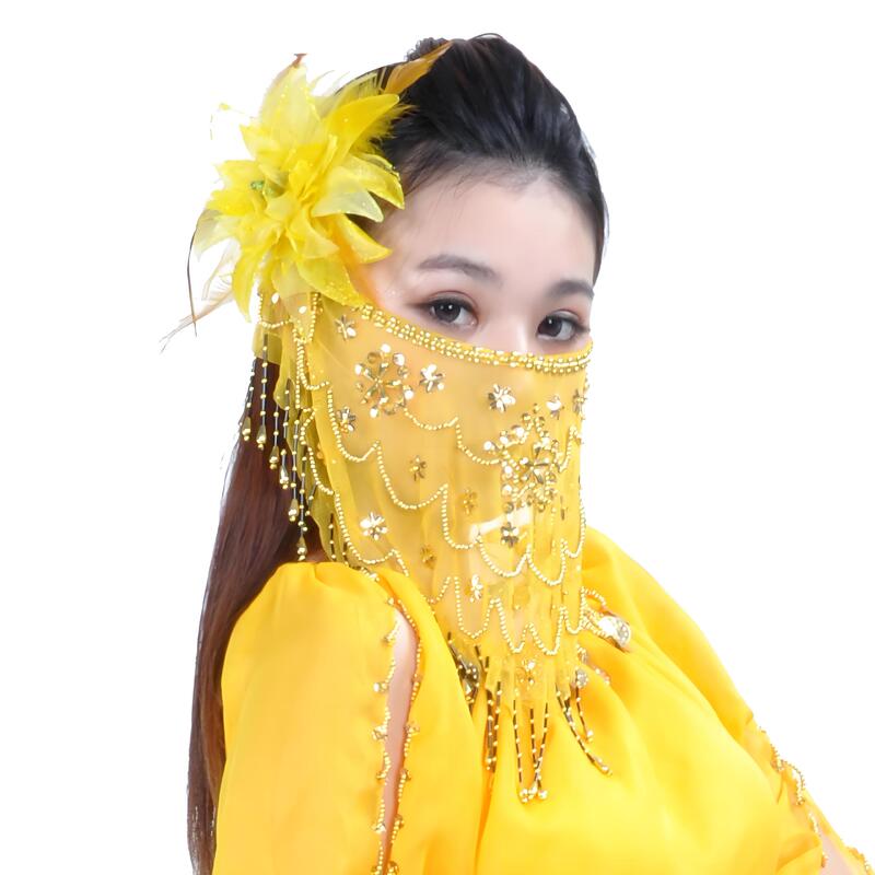 Belly Dance Veil Plum Sequins Indian Dance Costume Accessories Table Performance Props Multicolor Plum Piece Veil