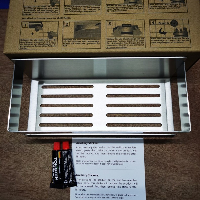 Estante de pared transfronterizo Estante de baño sin perforación 304 Estante de almacenamiento y acabado de ducha de baño de acero inoxidable