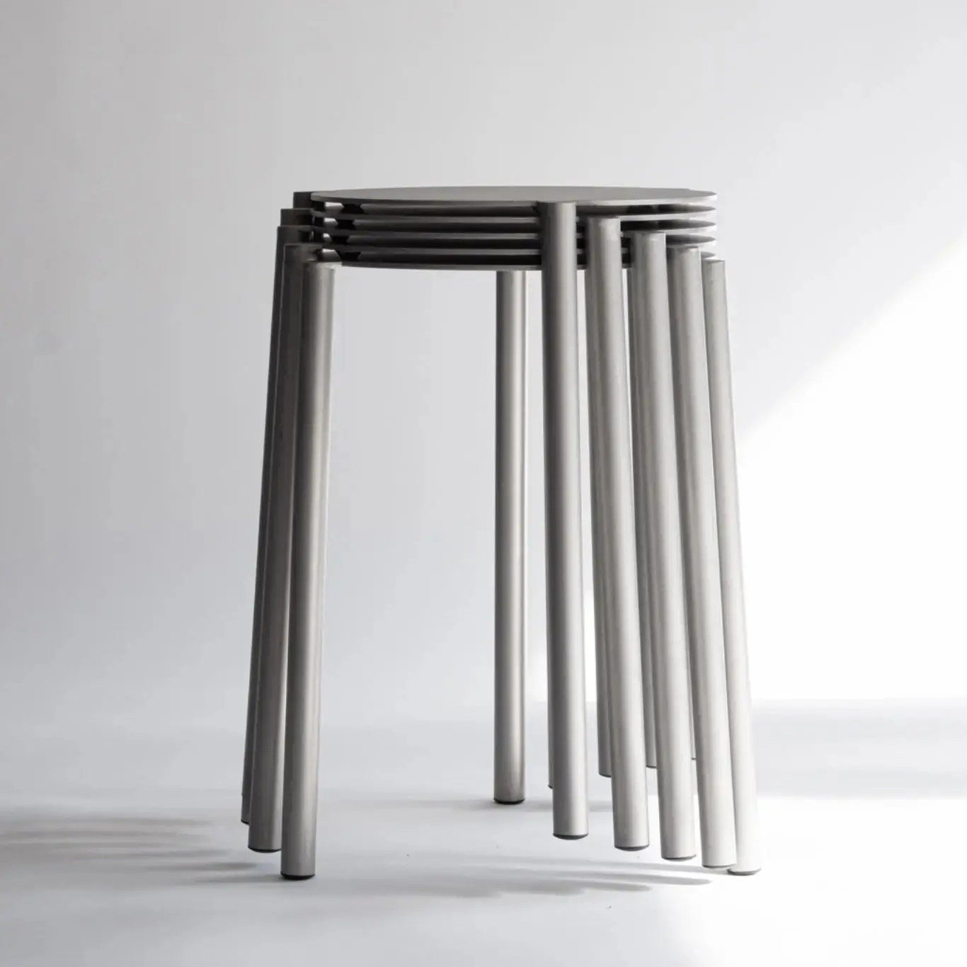 Outdoor tables and chairs, stainless steel stools, courtyard, open-air, patio, balcony, outdoor restaurant, cafe, guesthouse, bar, round table