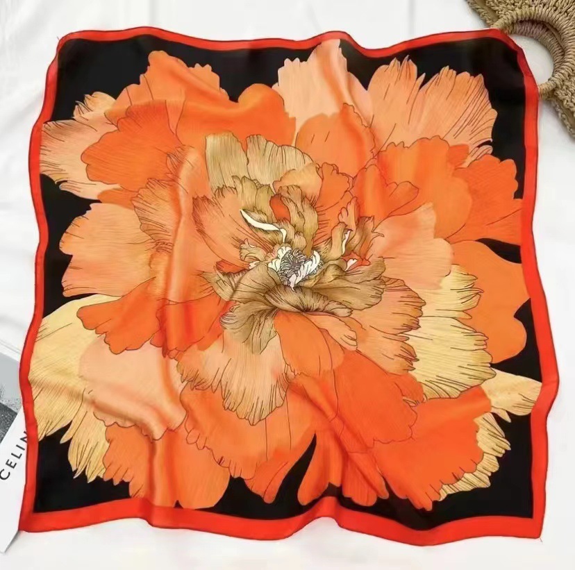 2025 primavera y otoño diadema femenina todo fósforo Baotou coreano desierto pequeño cuadrado bufanda de seda bufanda francesa con camisa verano