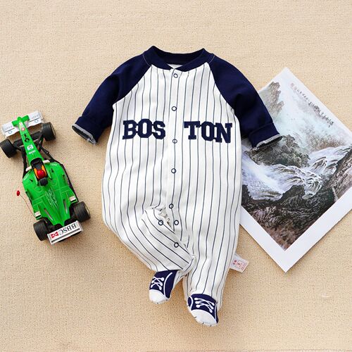 Cross-border baby spring clothing new baby foot-covering jumpsuit long-sleeved *cotton one-piece crawling suit 3-12M