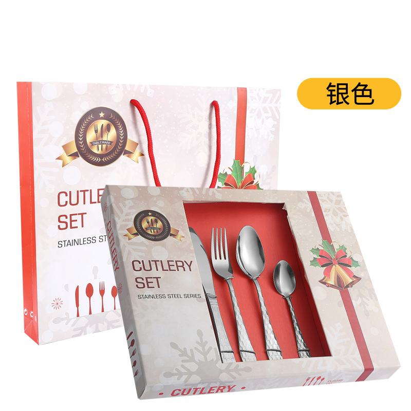 Cuchilleras de acero inoxidable 24 piezas de restaurante de hotel cuchillo y tenedor cucharas conjuntos conjuntos de caja de regalo de serie de cubo de agua transfronteriza