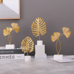 Creative Ginkgo Leaf Iron Furniture Light Luxury Accent Piece Home Office Model Room Desk Scene Decorative Ornament