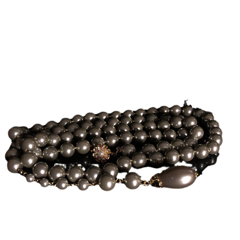 Collana lunga vintage stile western con perla barocca e vetro_voghion.com