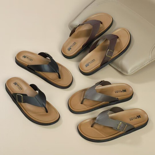Casual Herringbone Slippers for Men - Summer Outdoor Wear Flat Non-Slip Hook and Loop Men's Slippers Wholesale