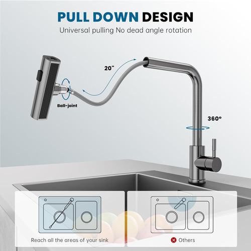 304 stainless steel kitchen pull-out faucet Rainfall waterfall hot and cold water dish basin sink faucet