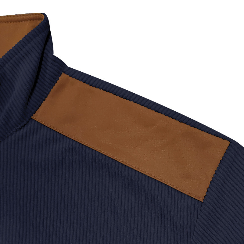 Herbst männer gewichtige Europäische baumwoll-patchwork farbe kontrast reißverschluss langarm jacke herren mantel_voghion.com