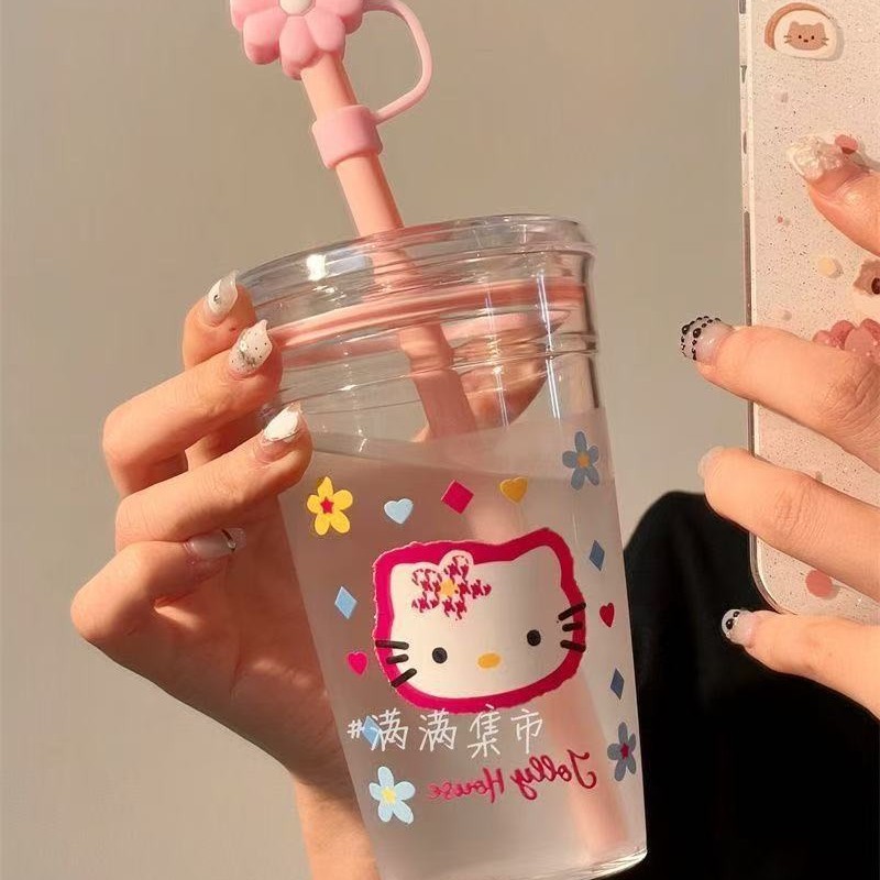 HelloKitty水杯卡通可爱凯蒂吸管塑料杯咖啡杯牛奶学生高颜值杯子|undefined