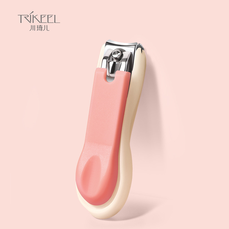 Portable Nail Clippers Chuanqi'Er Children's Nail Scissors Single Piece Good Quality Cute Nail Clippers Anti-Splash Pink Household Use