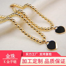 18K金au750手链黄金珠宝饰品支持定制 金珠4MM手链手镯工厂直供