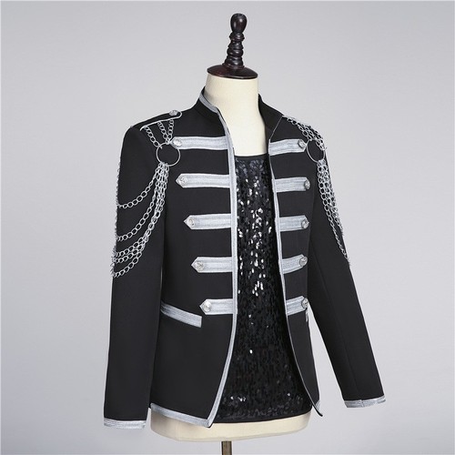 Men jazz dance costumes singers band concert performance jacket male singer night club bar punk rock style stage performance clothing banquet guests dress coats