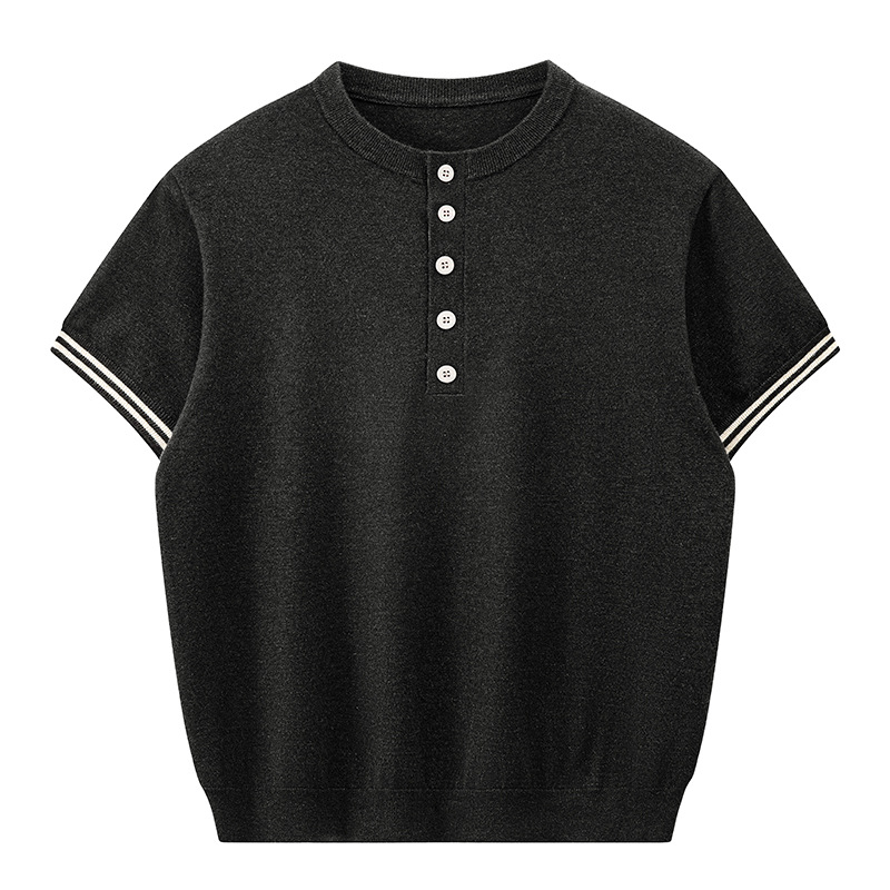 ZH8106-B夏季百搭T恤休闲短款男装老钱风通勤针织短袖OLO衫，男装针织衫/毛衣，星座614