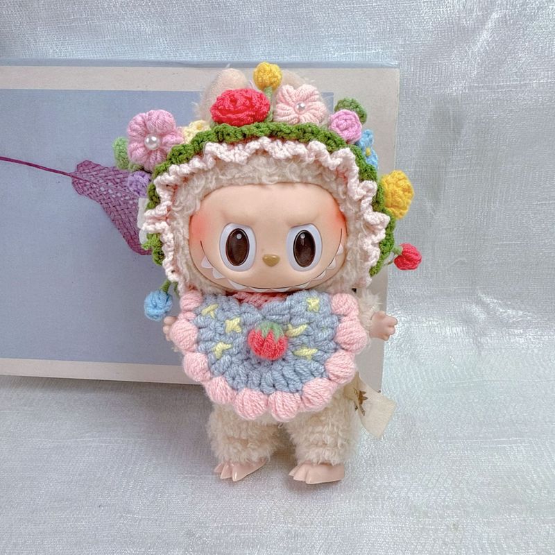 ウール編み LABUBU ラブブヘアピン ヘアバンド ベビー服 帽子 人形 交換用よだれかけ アクセサリー|undefined