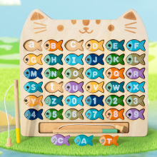 跨境磁性小猫钓鱼游戏儿童英文字母数字认知蒙氏益智亲子钓鱼玩具