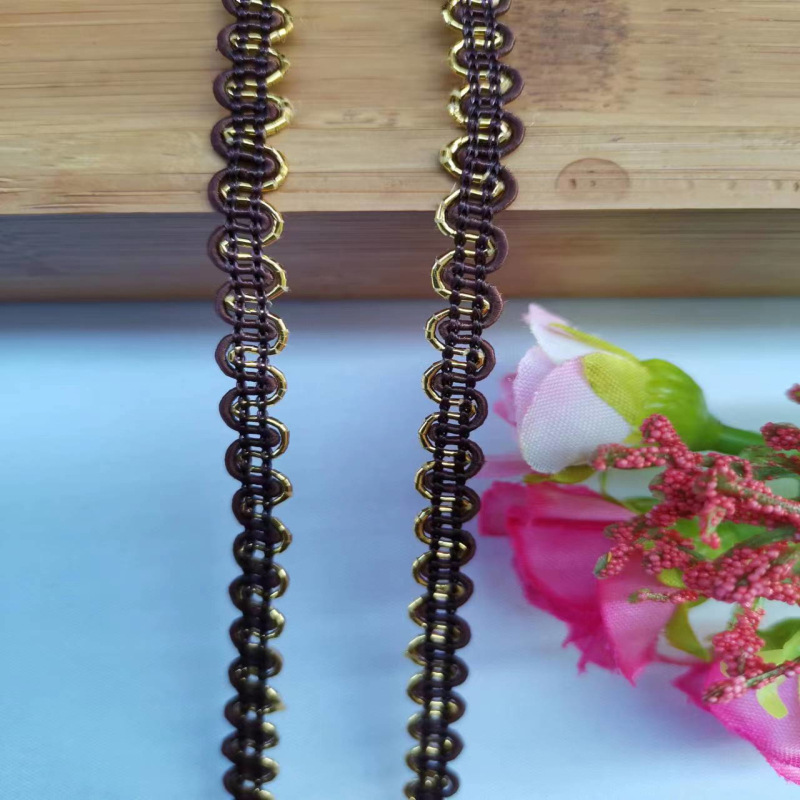 0,5 cm colorido encaje de Color Étnico onda encaje en forma de EE. UU. Onda encaje dorado suministro directo de fábrica