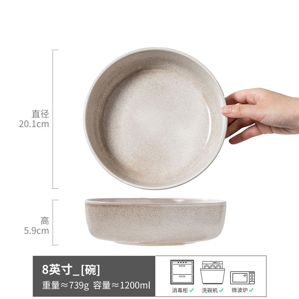 Gran colección de cuencos hermosos, cuencos de sopa de cerámica de color sólido retro, cuencos de fideos, ensaladeras de frutas redondas, vajillas para el hogar al por mayor