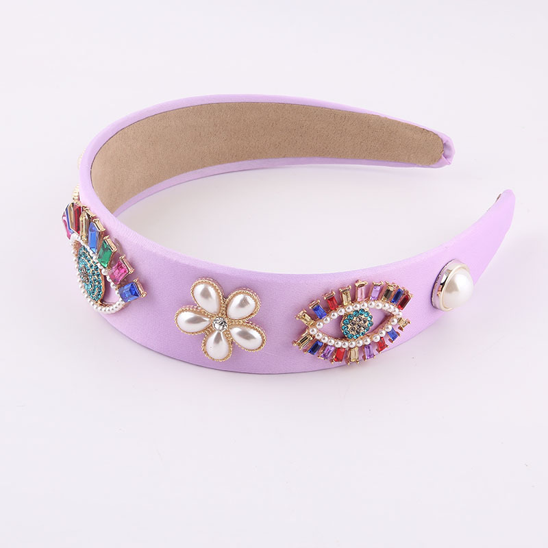 Baroque Diamond-studded Colored Eyes Flowers Headband display picture 7