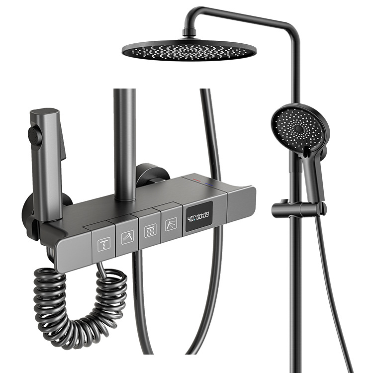 2025 New National Standard All-Copper Piano Button Digital Display Large Shower Head with One Click to Quickly Discharge Water and Shower