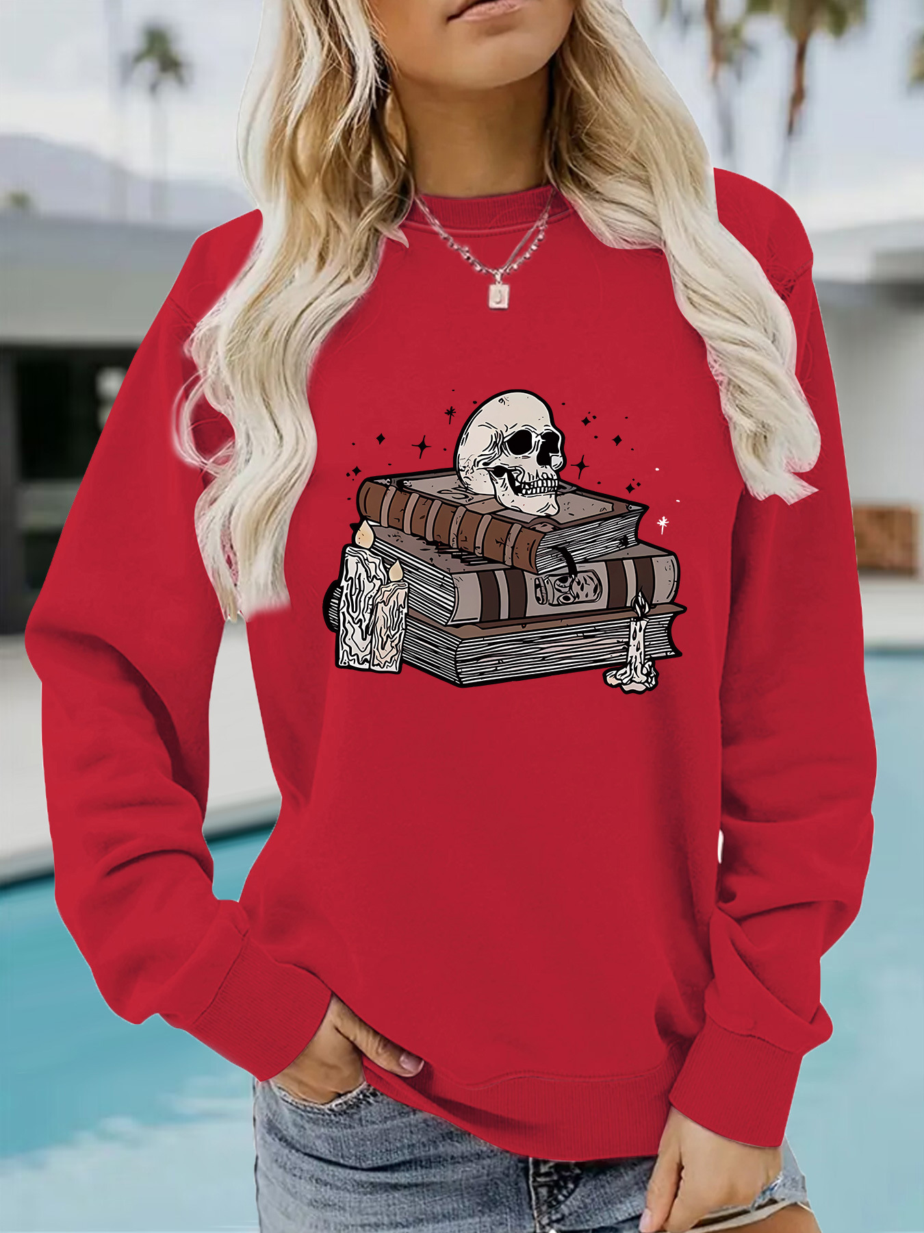 Women's Clothing autumn and winter women's casual long sleeved round neck Halloween printed pullover sweatshirt _voghion.com