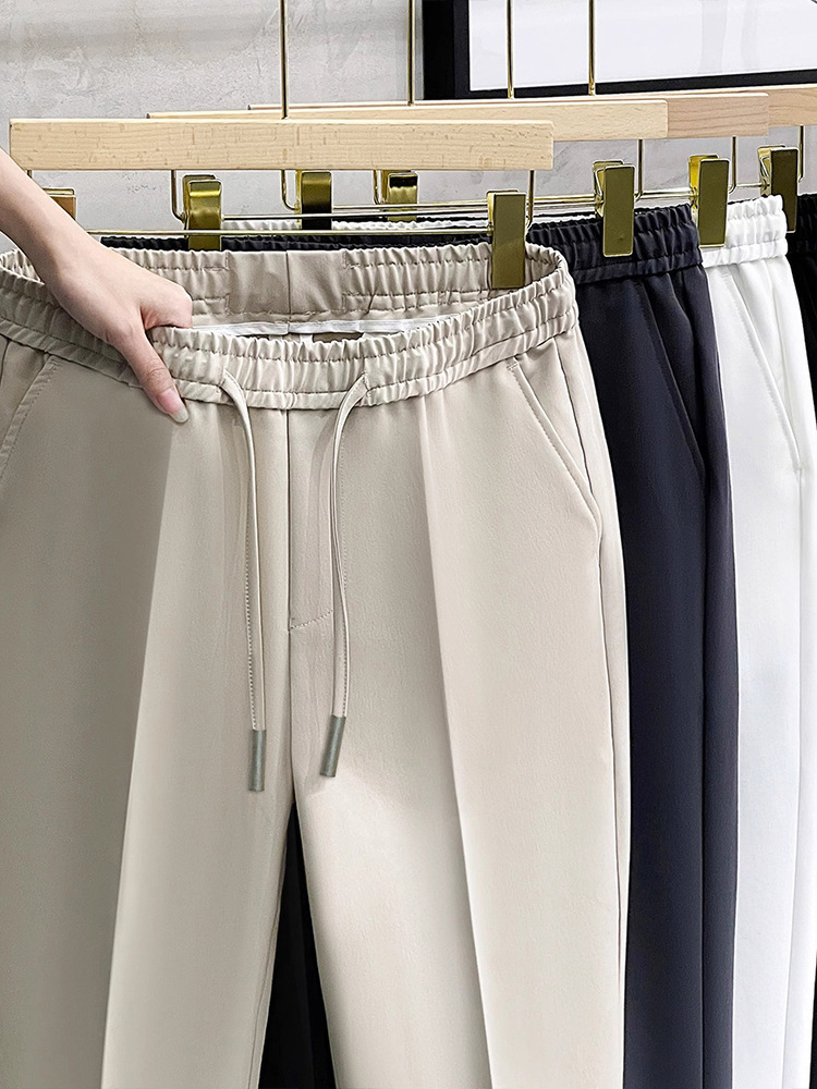 Kişi üçün yay şalvarı, slim-fit doqquzluq kostyum şalvarı