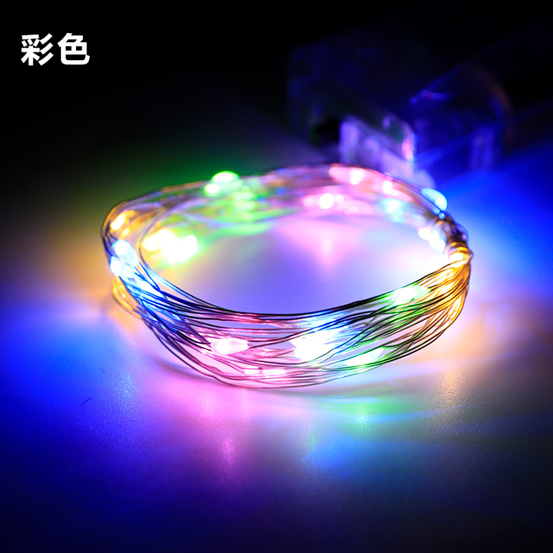 Fábrica al por mayor botella de vino tapón luz ins luz decorativa de color LED de alambre de cobre Cadena de luz botón impermeable caja de la batería Luz de alambre de cobre