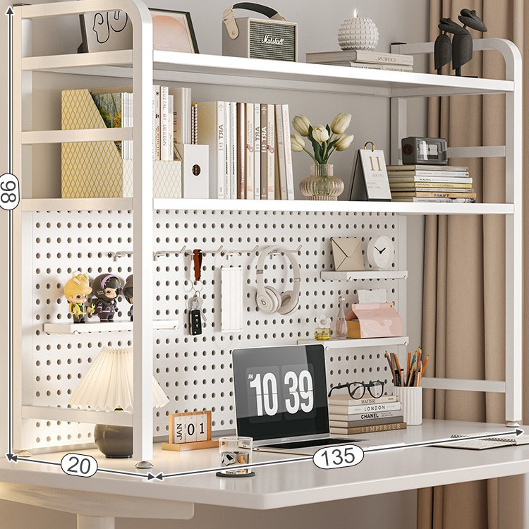 Agujero de escritorio tablero de hierro estantería escritorio rack de almacenamiento dormitorio estante de almacenamiento en capas escritorio hogar organizador rack