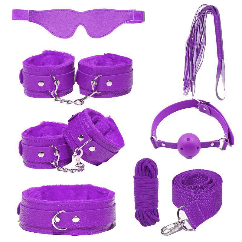 Juego de accesorios Jiuai SM incluido con esposas, látigo de cuero, tapón anal, suministros divertidos para habitaciones de parejas adultas, herramientas de juego sexual
