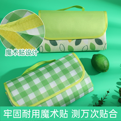 Folding picnic mat outdoor waterproof pad wear-resistant thick and firm edge-bound Velcro design camping picnic mat