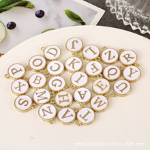 字母吊牌合金双面滴油DIY饰品配件26个字母黑白粉蓝ABC简约小挂件