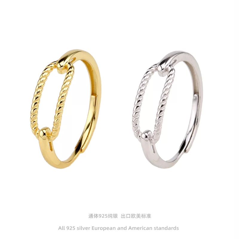 (Cross-border trading), square one size sophisticated fashionable ring with pigtail, silver 925 sample