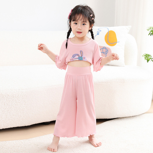 2024 StarDolphin Modal Women's Summer Thin Ice Silk Princess Short Sleeve Children's Home Suit Set