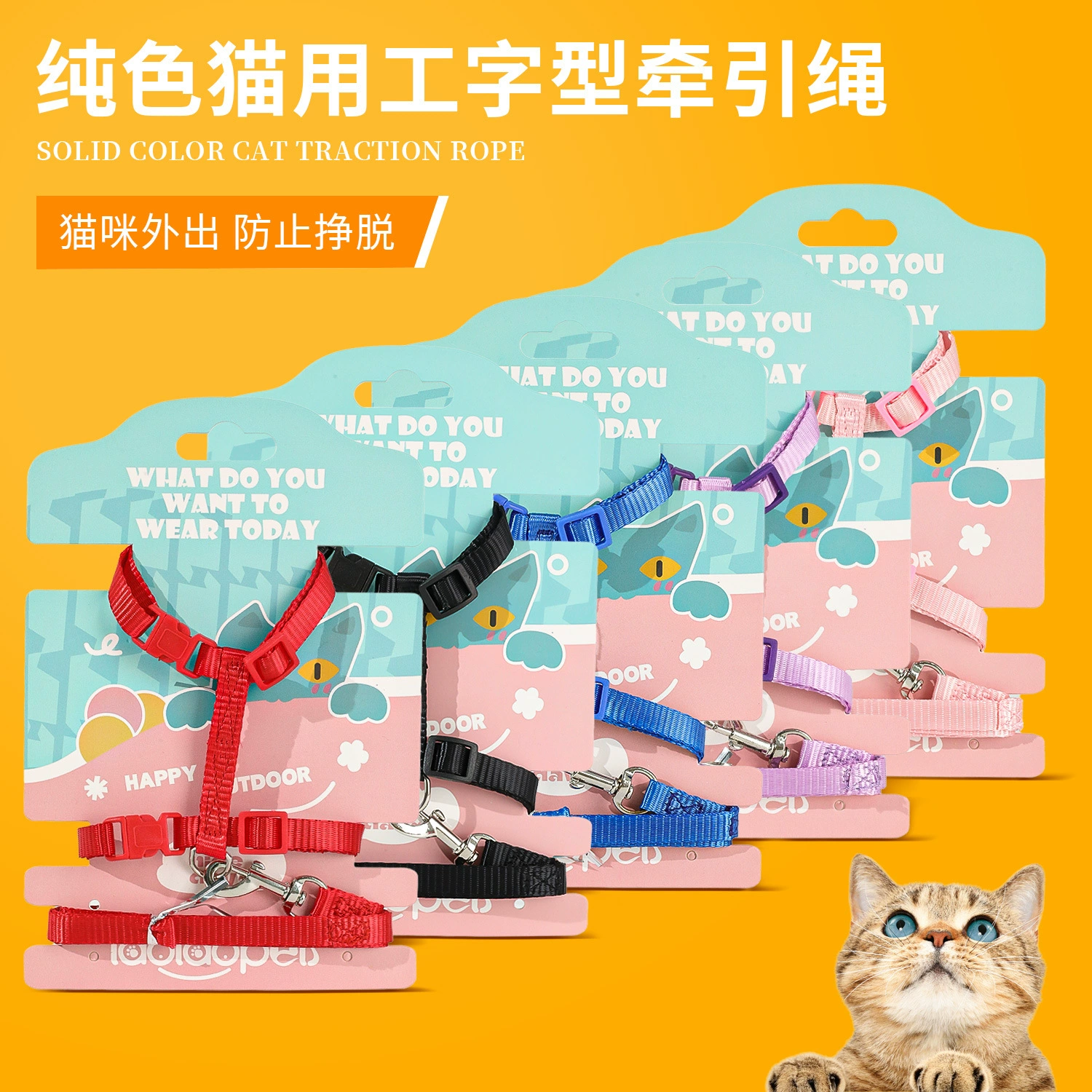 Трансграничное пятно оптом кожаное панорамирование однотонное кошка тип занятости кошачий нагрудный ремень Классическое качество кошачья Тяговая веревка