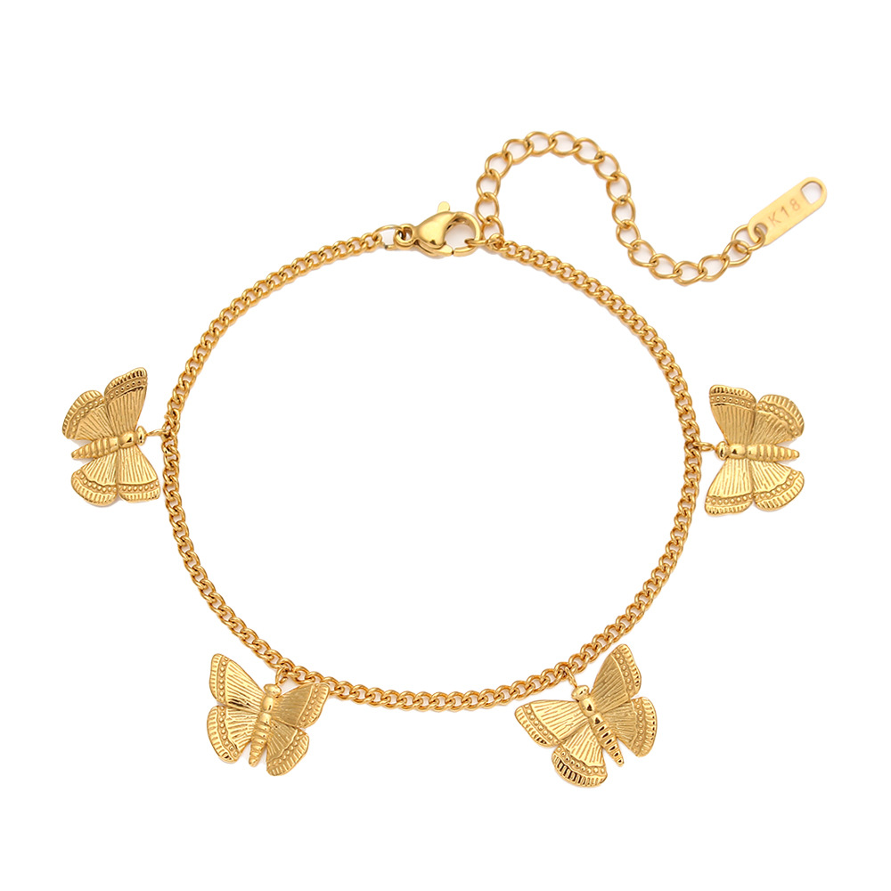 Adorno De Pulsera De Acero Inoxidable Con Colgante De Mariposa Para Mujer display picture 5