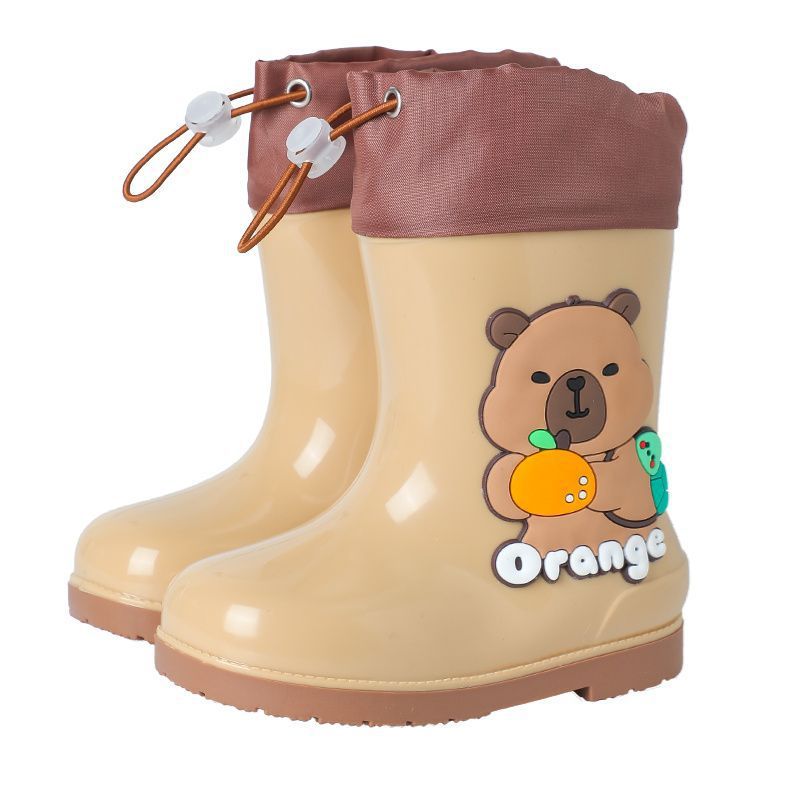 Nuevos niños capibara barril corto impermeable bebé zapatos de lluvia botas de lluvia barril medio para niños y niñas dibujos animados jardín de infantes zapatos de agua