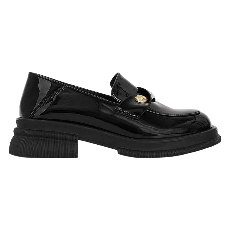 Mocasines de Cuero Genuino para Mujer, Primavera 2025, Suela Gruesa con Monedero Pequeño, Zapatos de Tacón Grueso de Cuero para Mujer, Sin Cordones.