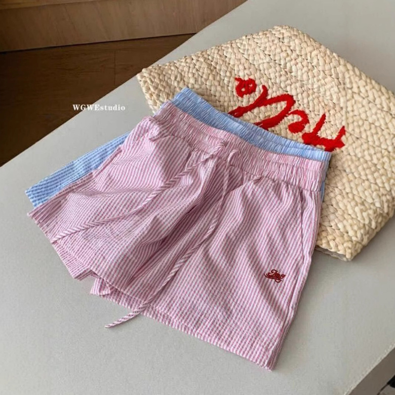 Striped Embroidered Wide-Leg Women's Shorts 2026 New Summer Thin Loose Casual Shorts Cross-Border Wholesale