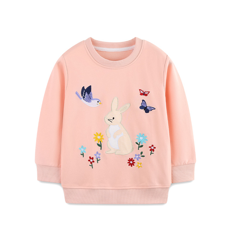 Suéter de niña bordado de conejo de moda de estilo europeo y americano otoño nuevo suéter para niños suéter de punto de algodón para niños pequeños y medianos image 7