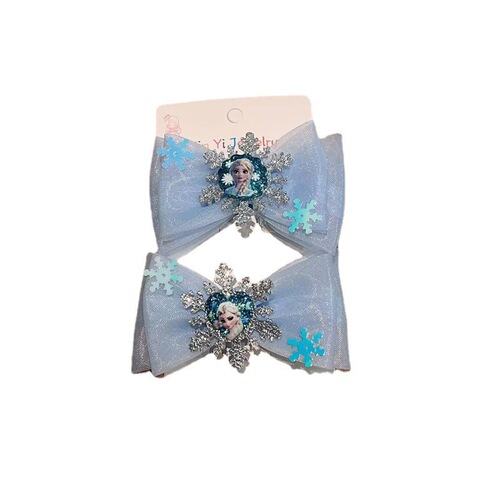 Princess Tiara Romance Hair Accessories Elsa Bow Clip Little Girls Children's Hairpin Set Hairpin Girls Ice and Snow