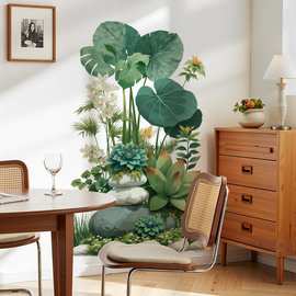 小清新简约绿植热带植物 墙壁贴纸自粘墙面遮挡裂纹 脏点涂画孔洞