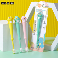 RAOYI children's toothbrush 1 pack 2-12 years old silicone brush handle cartoon dinosaur ultra-fine soft bristled toothbrush manufacturer wholesale